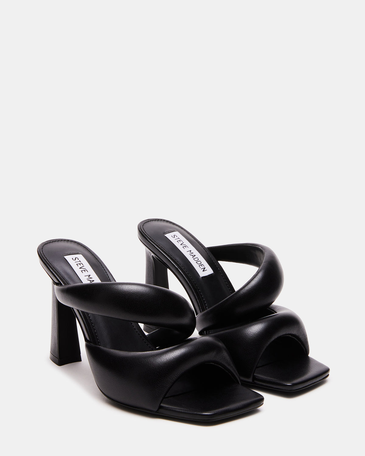 Steve Madden KLOSS Black Tubular Square Toe Mule | Women's Heels