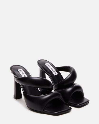Steve Madden KLOSS Black Tubular Square Toe Mule | Women's Heels