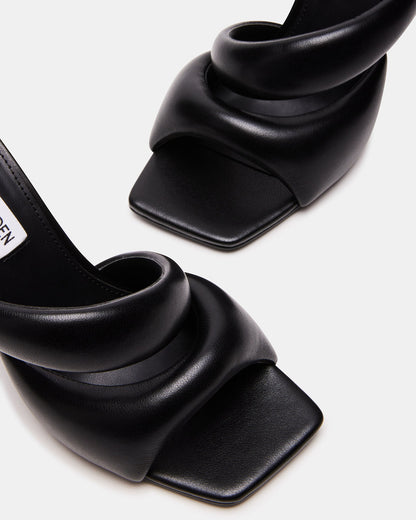 Steve Madden KLOSS Black Tubular Square Toe Mule | Women's Heels