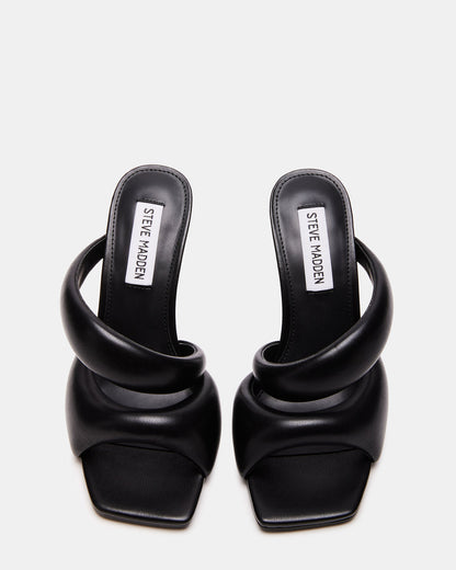 Steve Madden KLOSS Black Tubular Square Toe Mule | Women's Heels