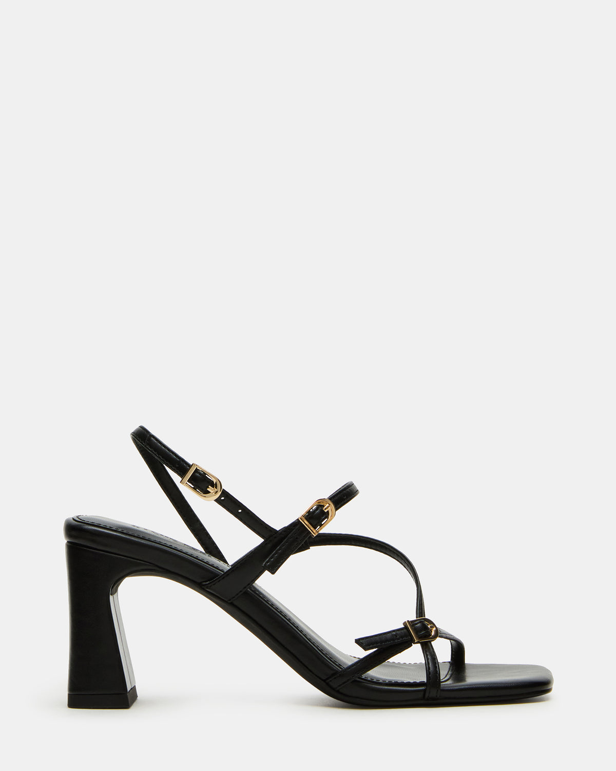 Steve Madden VANTAGE Black Women's Square-Toe Strappy Slingback Heel