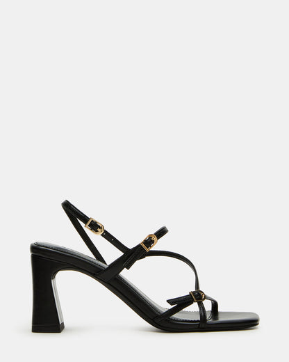 Steve Madden VANTAGE Black Women's Square-Toe Strappy Slingback Heel