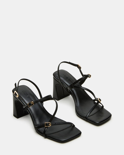 Steve Madden VANTAGE Black Women's Square-Toe Strappy Slingback Heel