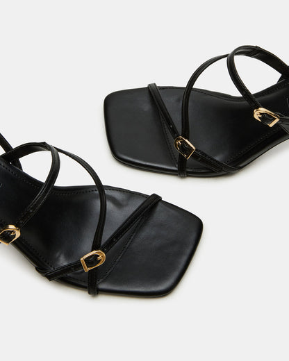 Steve Madden VANTAGE Black Women's Square-Toe Strappy Slingback Heel