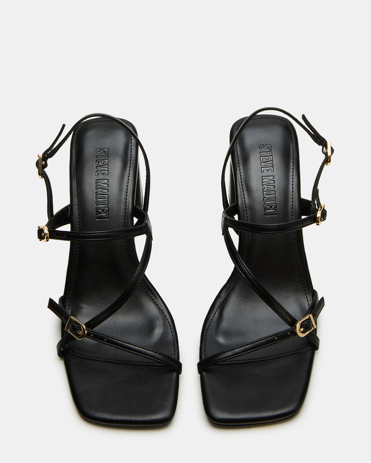Steve Madden VANTAGE Black Women's Square-Toe Strappy Slingback Heel