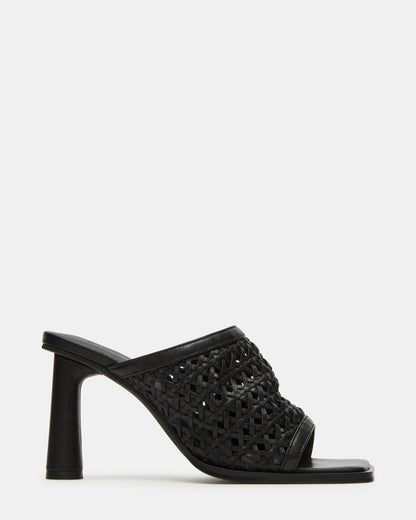 Steve Madden FRESCA Black Woven Square-Toe Mule Women's Heel