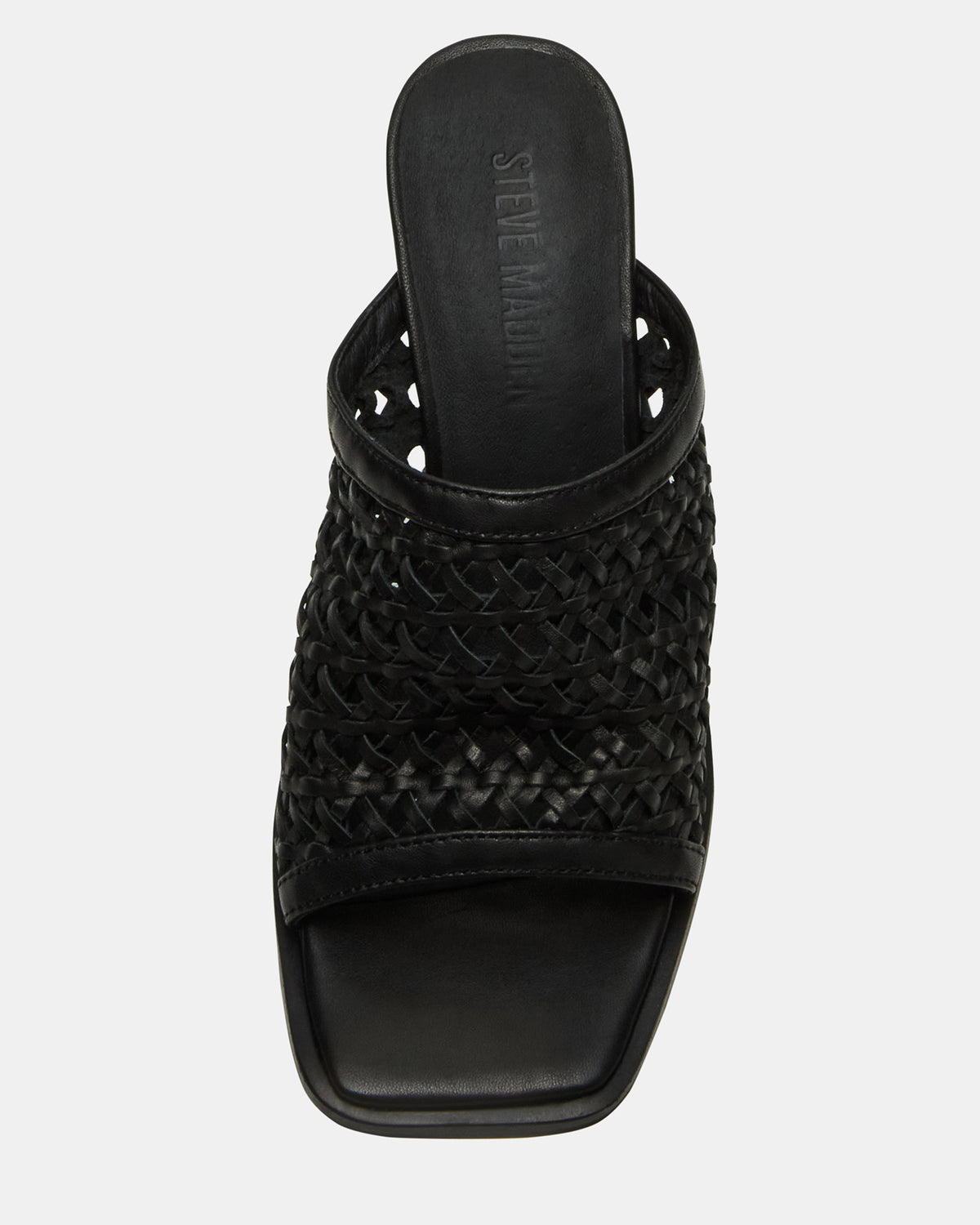 Steve Madden FRESCA Black Woven Square-Toe Mule Women's Heel