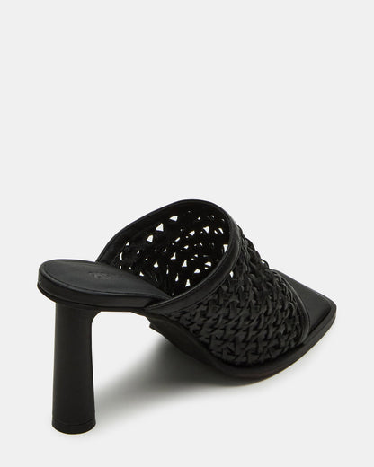 Steve Madden FRESCA Black Woven Square-Toe Mule Women's Heel