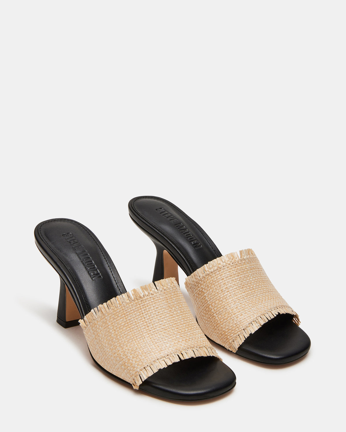 Steve Madden CRESCENT Raffia Square Toe Mule Heel | Women's Heels