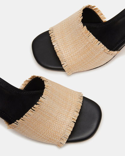 Steve Madden CRESCENT Raffia Square Toe Mule Heel | Women's Heels