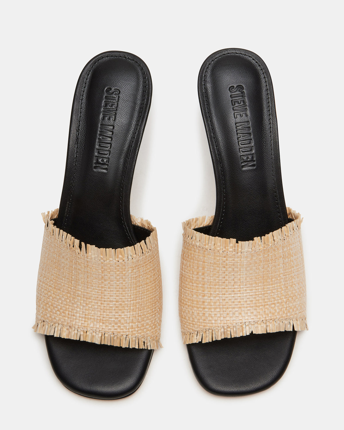 Steve Madden CRESCENT Raffia Square Toe Mule Heel | Women's Heels
