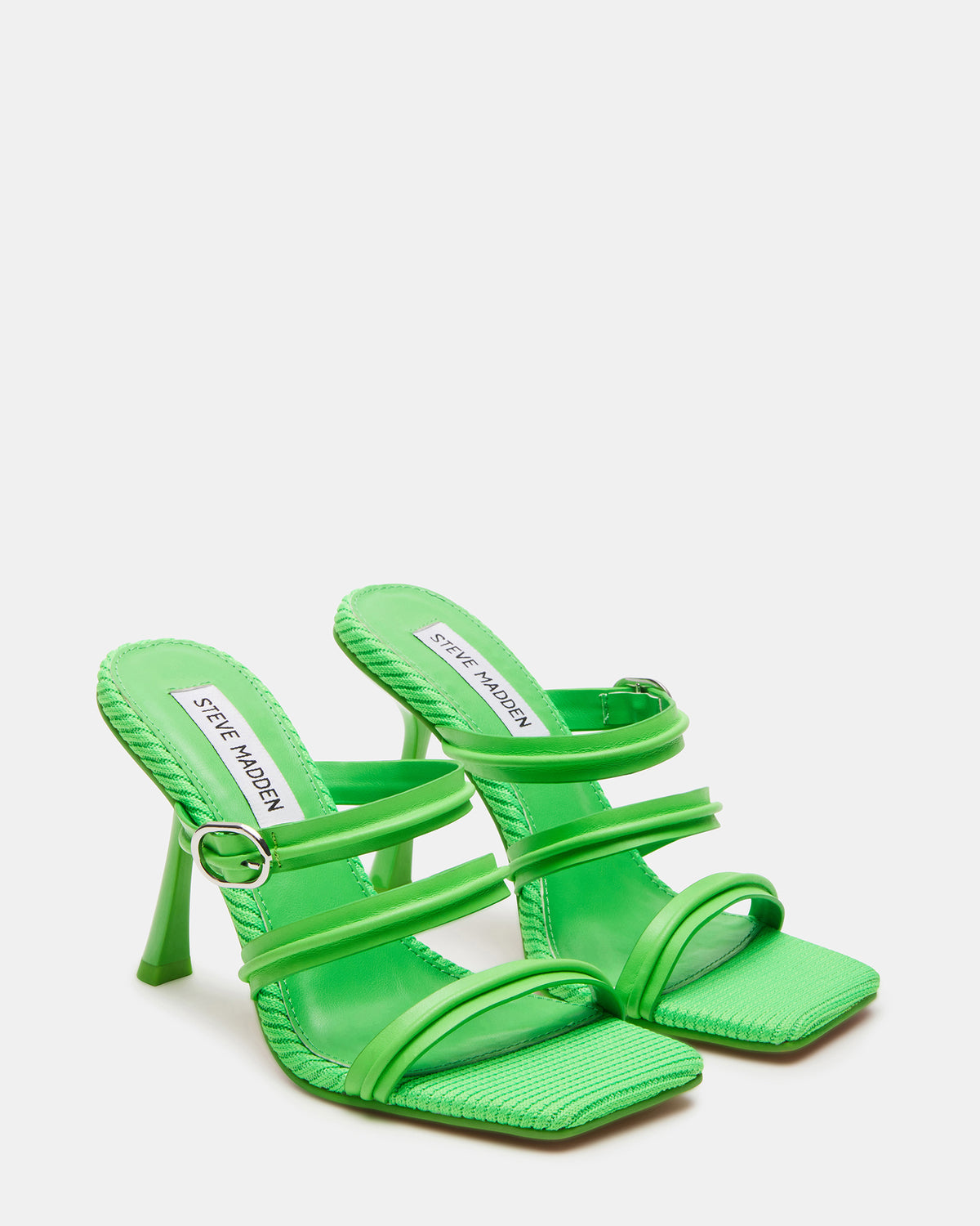 Steve Madden TRIN Green Strappy Square Toe Mule | Women's Heels