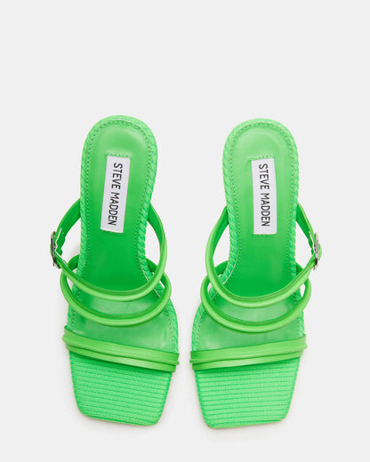 Steve Madden TRIN Green Strappy Square Toe Mule | Women's Heels