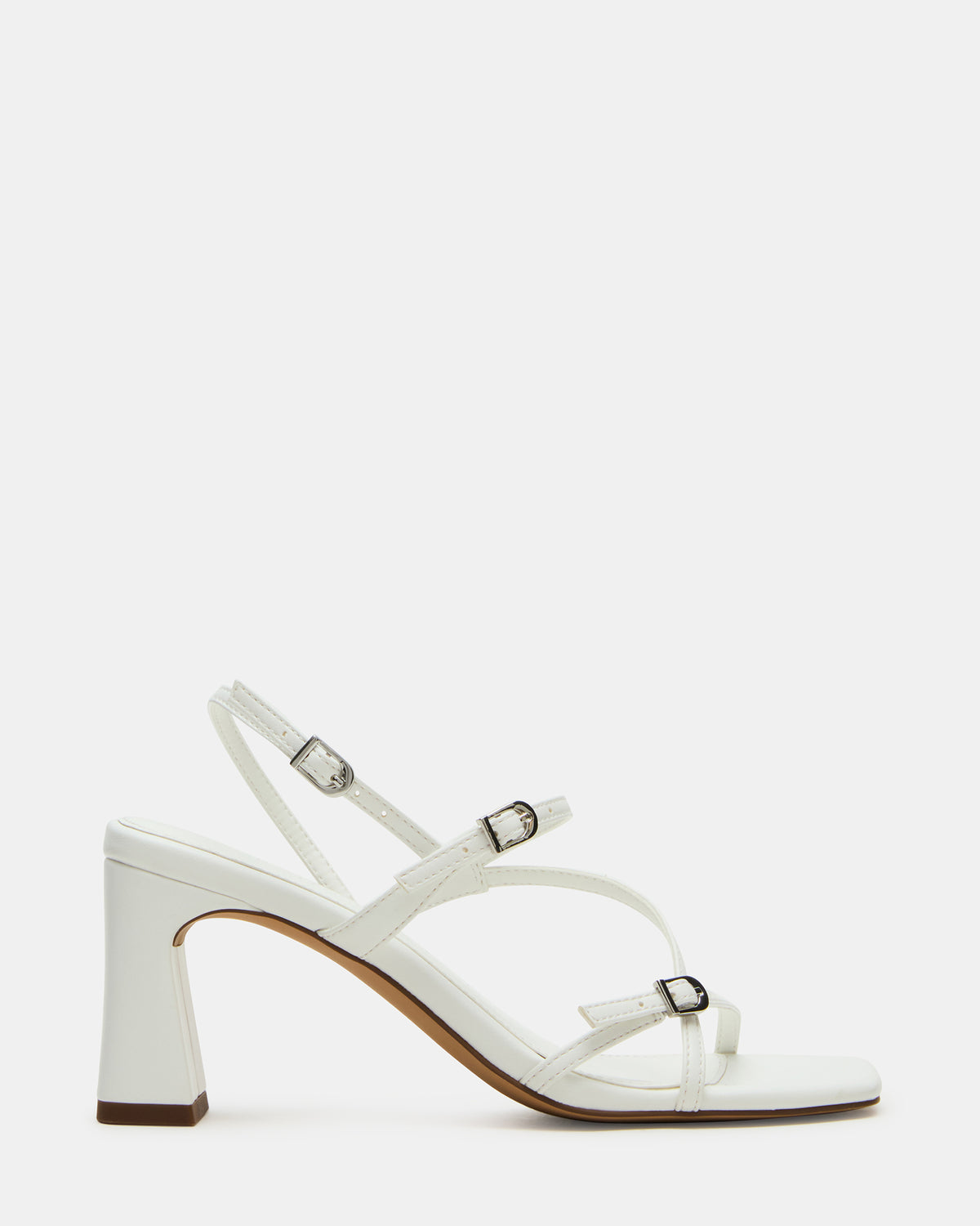 Steve Madden VANTAGE White Women's Square-Toe Strappy Slingback Heel