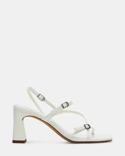 Steve Madden VANTAGE White Women's Square-Toe Strappy Slingback Heel