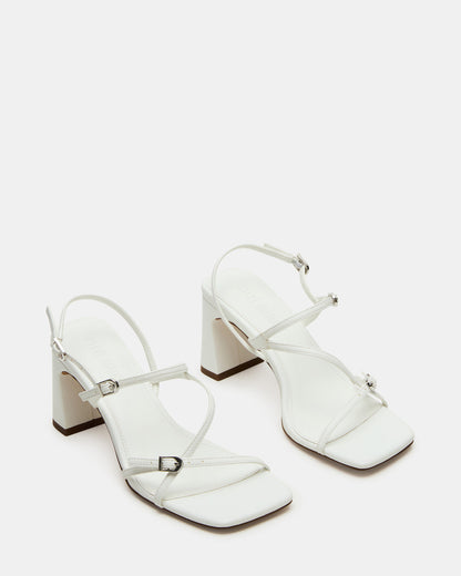 Steve Madden VANTAGE White Women's Square-Toe Strappy Slingback Heel