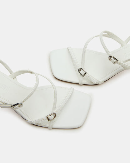 Steve Madden VANTAGE White Women's Square-Toe Strappy Slingback Heel