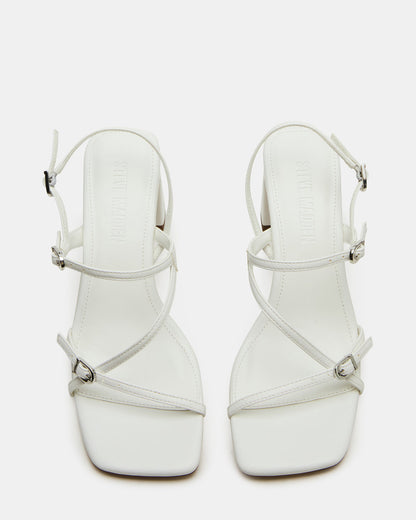 Steve Madden VANTAGE White Women's Square-Toe Strappy Slingback Heel