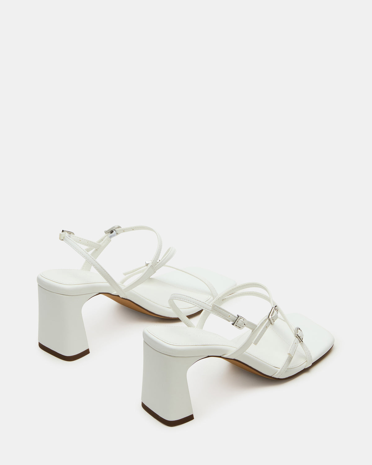 Steve Madden VANTAGE White Women's Square-Toe Strappy Slingback Heel