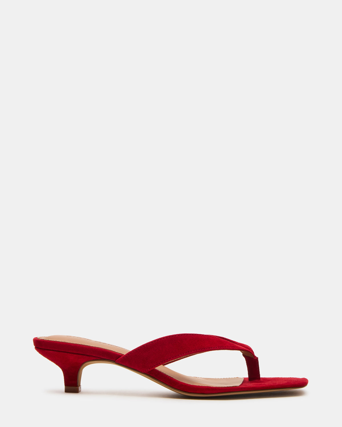 Steve Madden TRACIE Red Suede Thong Strap Women's Kitten Heel