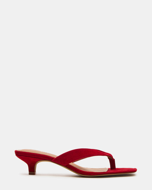 Steve Madden TRACIE Red Suede Thong Strap Women's Kitten Heel