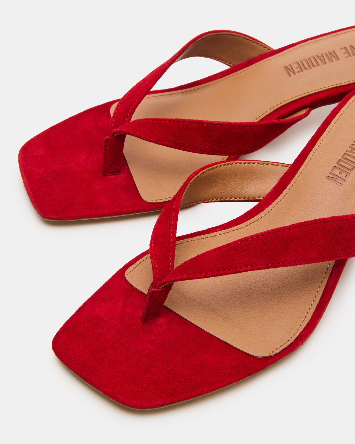 Steve Madden TRACIE Red Suede Thong Strap Women's Kitten Heel