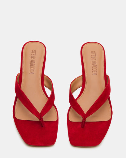 Steve Madden TRACIE Red Suede Thong Strap Women's Kitten Heel