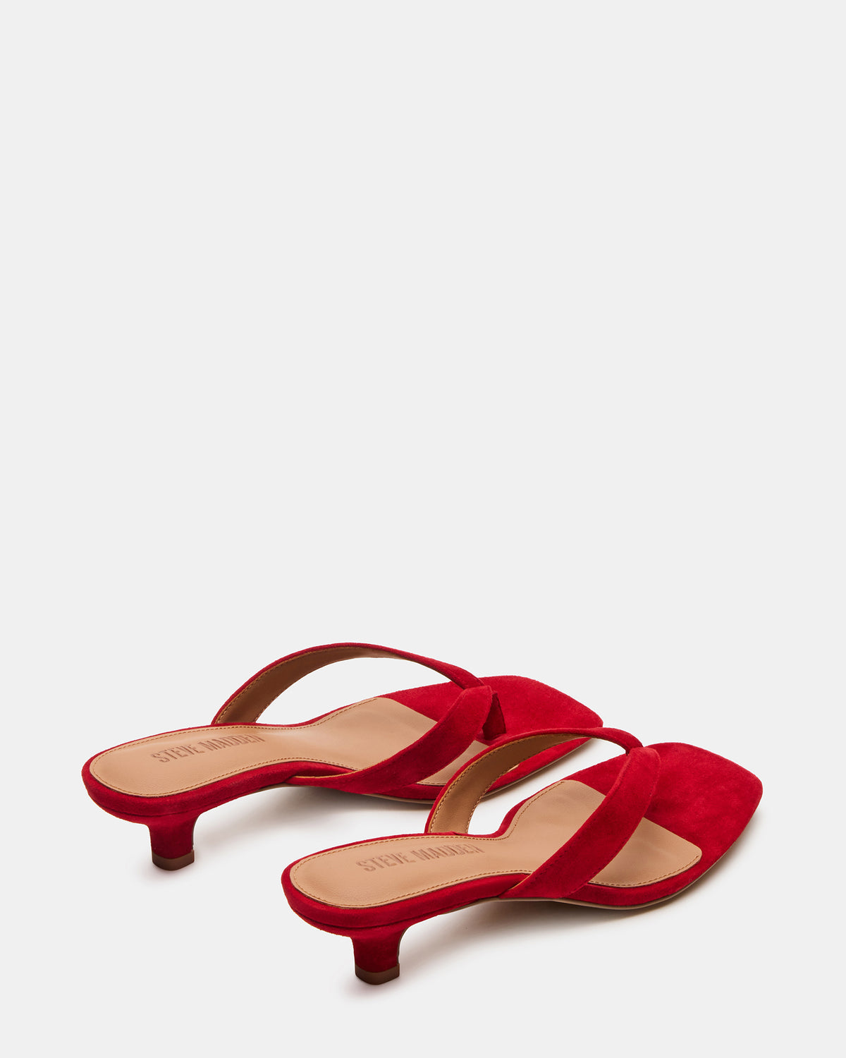Steve Madden TRACIE Red Suede Thong Strap Women's Kitten Heel