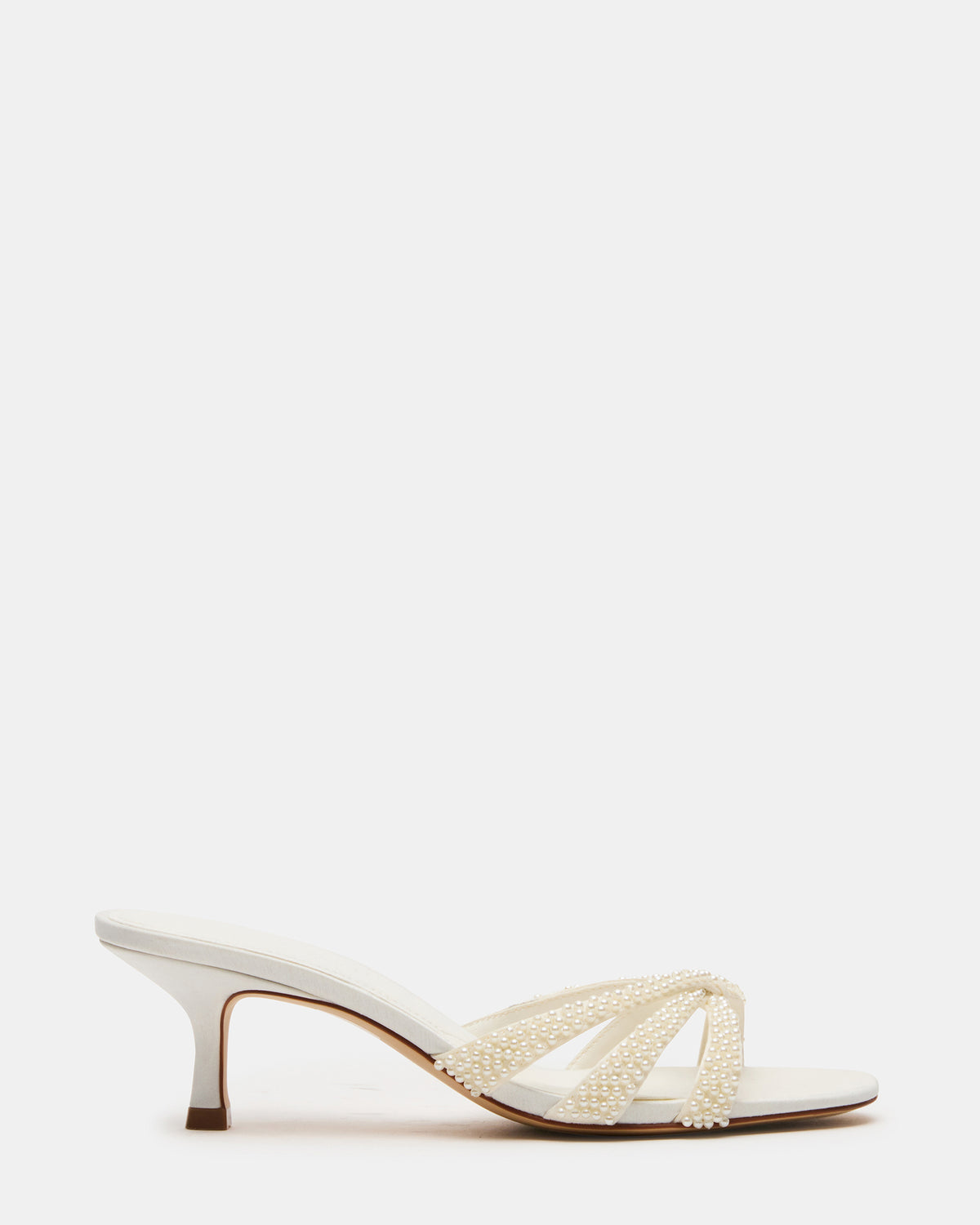 Steve Madden CARY Pearl Ivory Square-Toe Strappy Mule Women's Heel