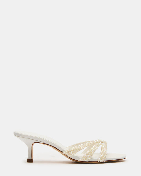 Steve Madden CARY Pearl Ivory Square-Toe Strappy Mule Women's Heel