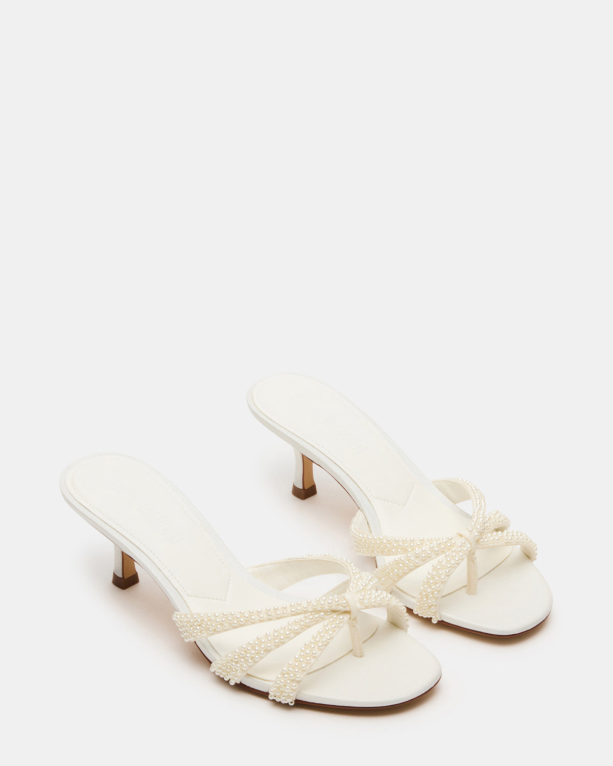 Steve Madden CARY Pearl Ivory Square-Toe Strappy Mule Women's Heel