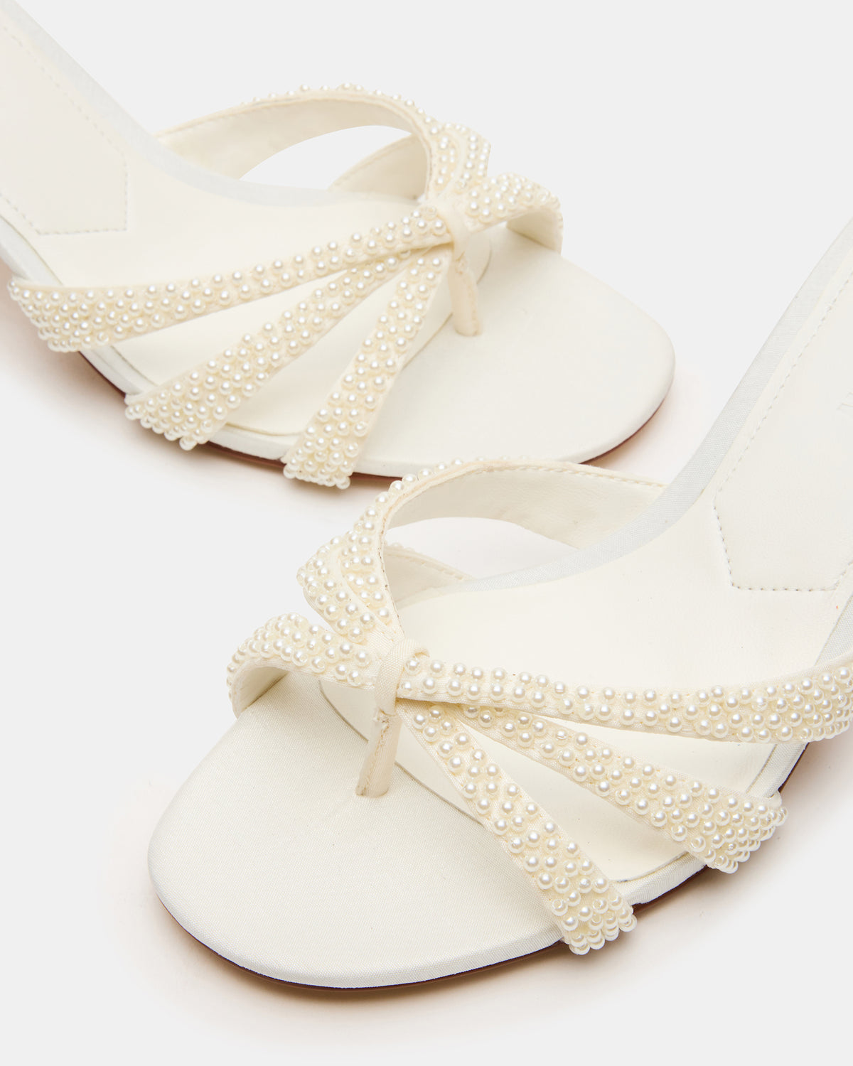 Steve Madden CARY Pearl Ivory Square-Toe Strappy Mule Women's Heel