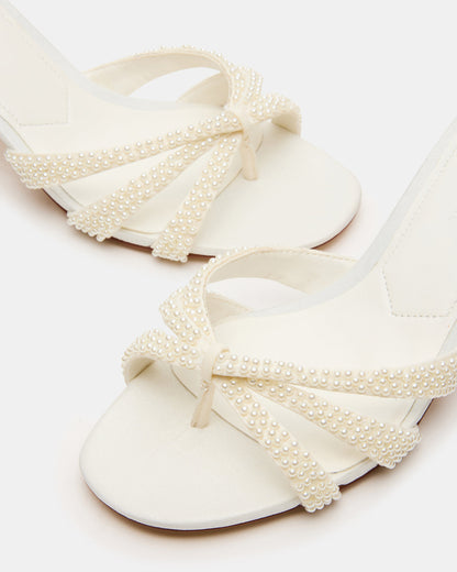 Steve Madden CARY Pearl Ivory Square-Toe Strappy Mule Women's Heel