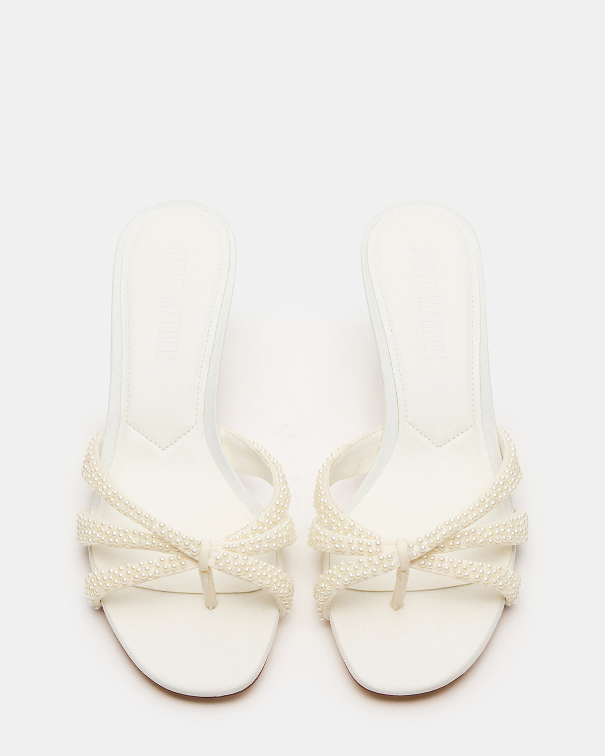 Steve Madden CARY Pearl Ivory Square-Toe Strappy Mule Women's Heel