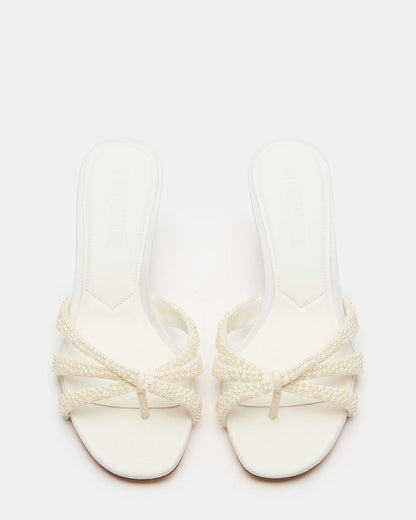 Steve Madden CARY Pearl Ivory Square-Toe Strappy Mule Women's Heel