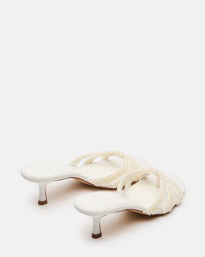 Steve Madden CARY Pearl Ivory Square-Toe Strappy Mule Women's Heel