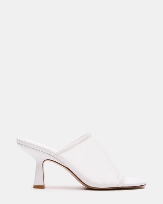 Steve Madden GLEAM White Women's Square-Toe Mule Heel