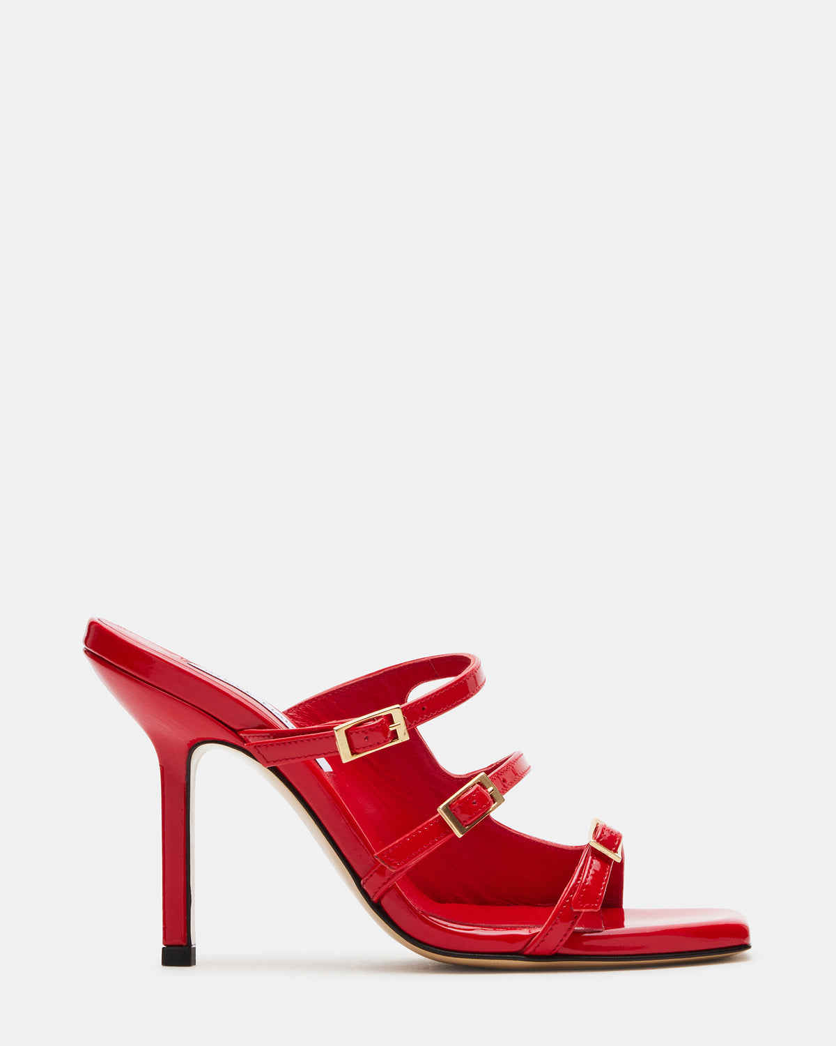 Steve Madden OPULENT Red Leather Square Toe Mule Heel | Women's Heels