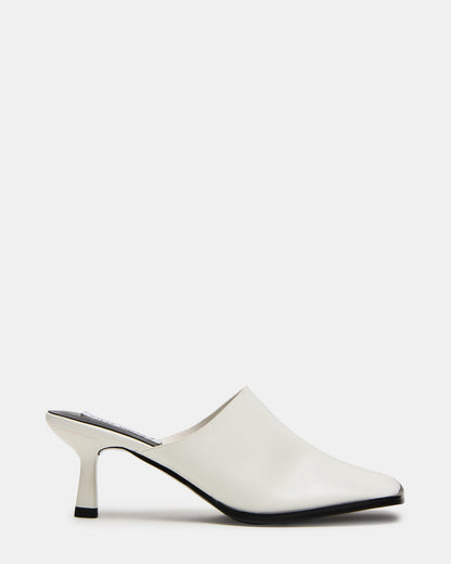 Steve Madden DEMPSEY White Leather Square-Toe Mule Women's Heel