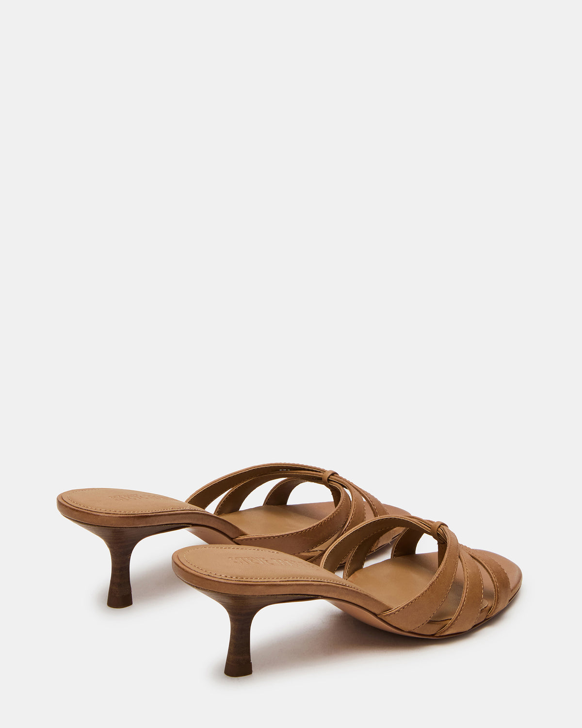 Steve Madden CARY Camel Leather Square-Toe Strappy Mule Women's Heel