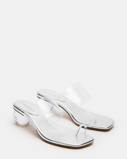 Steve Madden GLINDA Clear Women's Square-Toe Mule Heel
