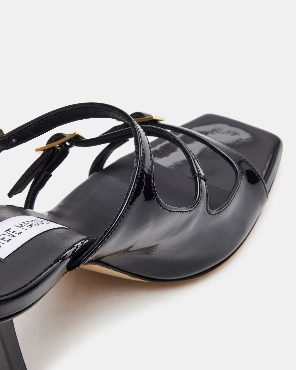 Steve Madden OPULENT Black Leather Square Toe Mule Heel | Women's Heels