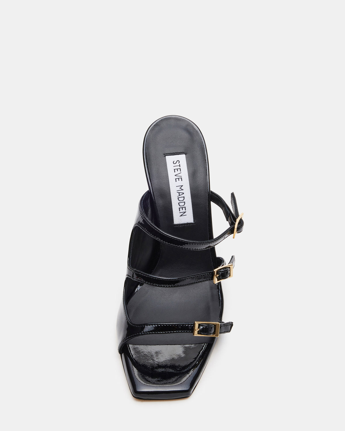 Steve Madden OPULENT Black Leather Square Toe Mule Heel | Women's Heels