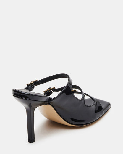 Steve Madden OPULENT Black Leather Square Toe Mule Heel | Women's Heels