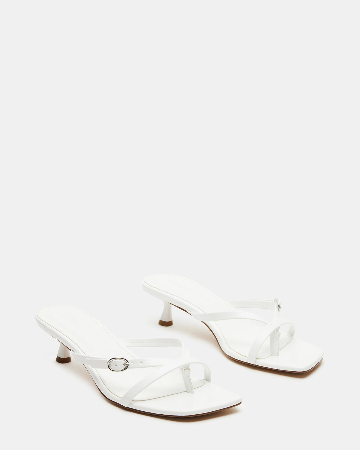 Steve Madden JANA White Strappy Mule Kitten Heel | Women's Heels