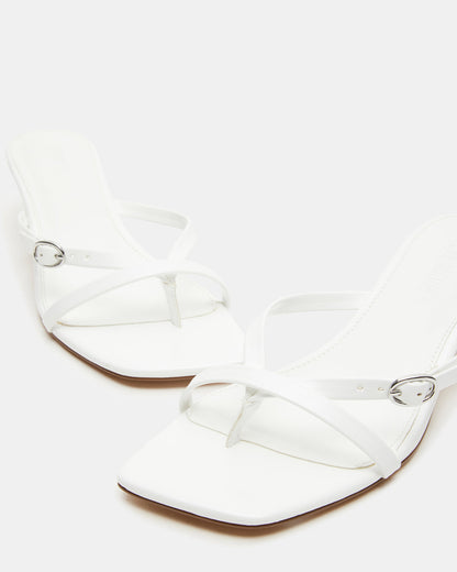 Steve Madden JANA White Strappy Mule Kitten Heel | Women's Heels