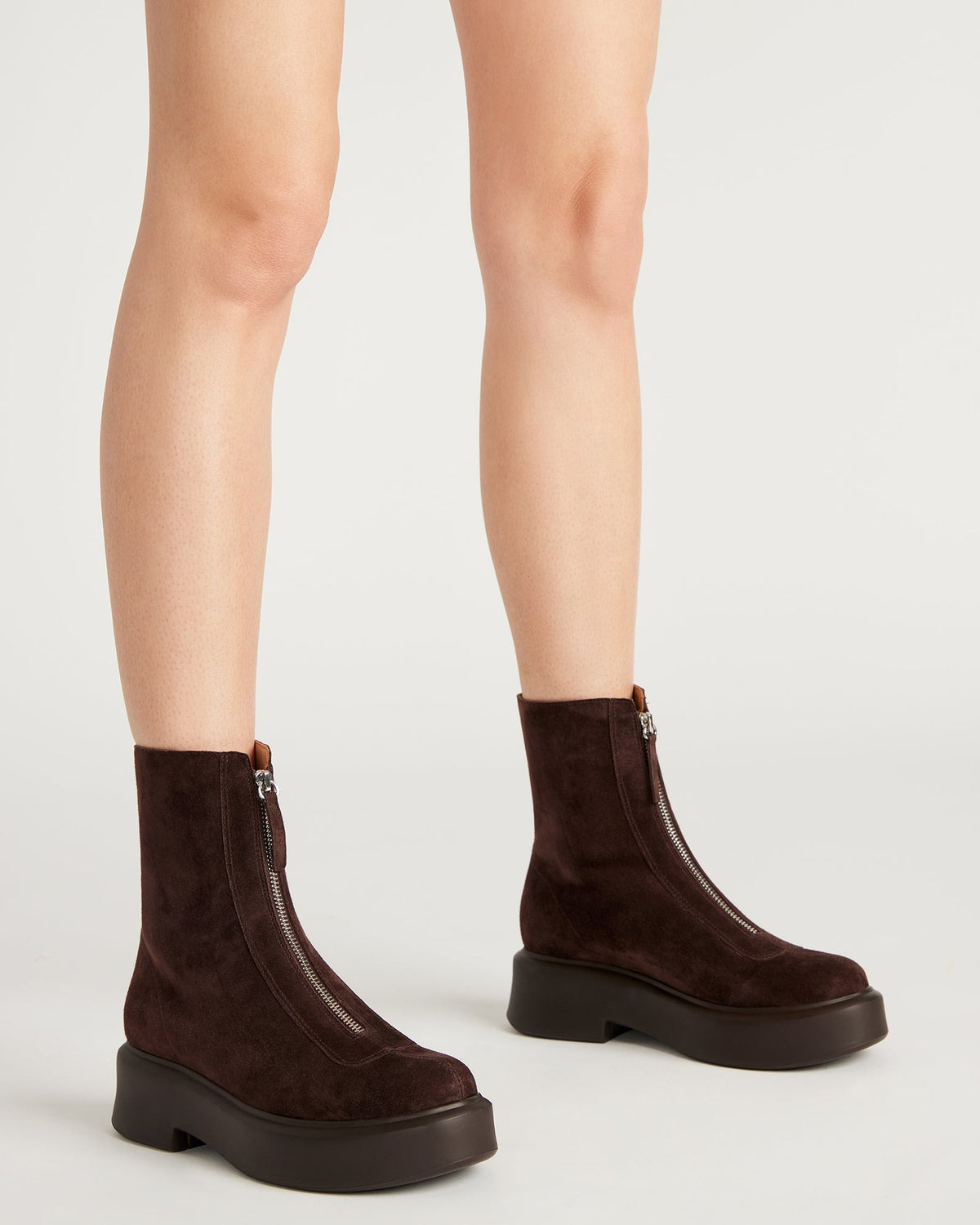 Steve Madden JONES Chocolate Brown Suede Zipper Lug Women's Ankle Boot