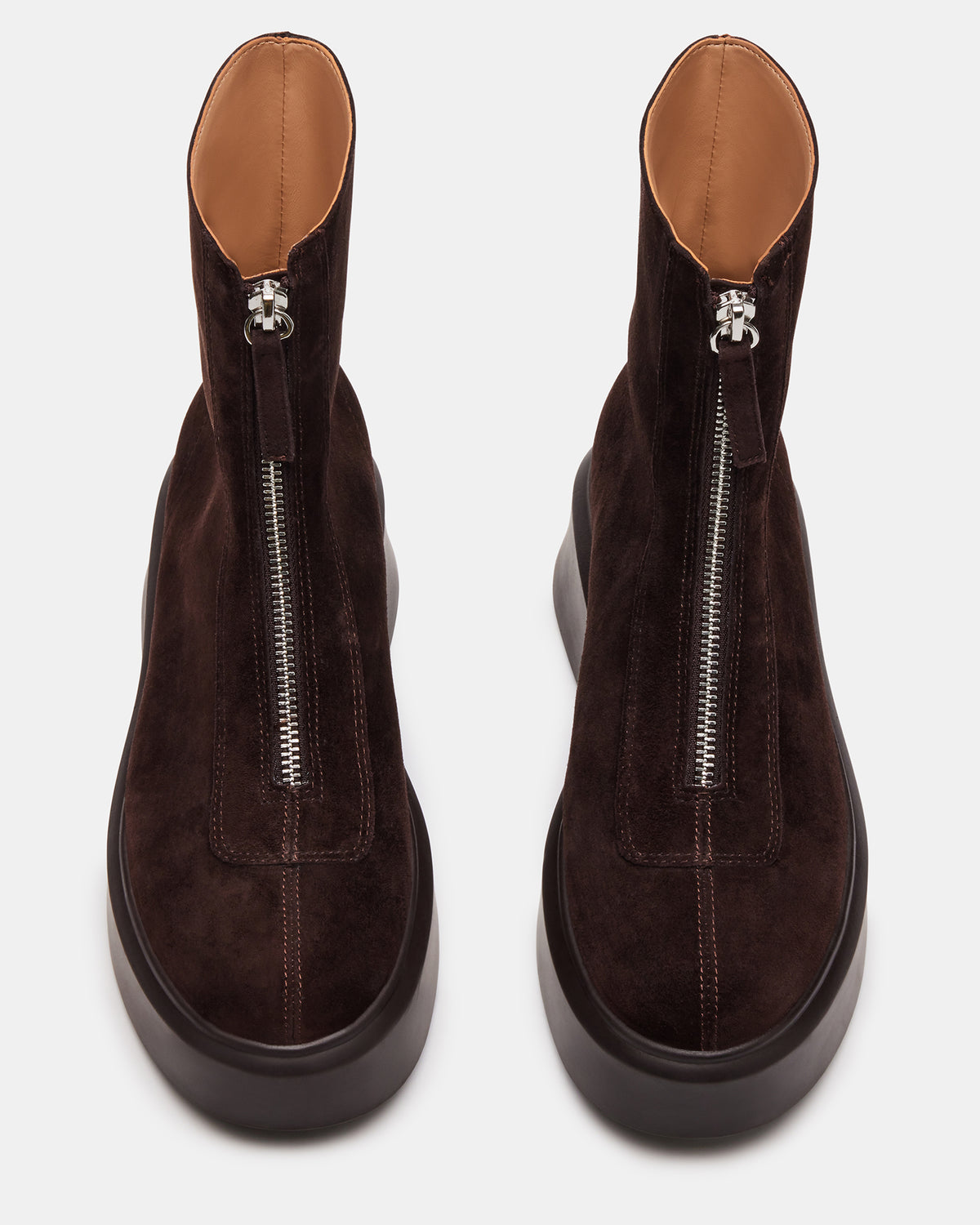 Steve Madden JONES Chocolate Brown Suede Zipper Lug Women's Ankle Boot
