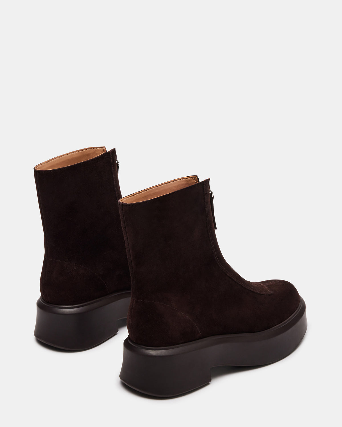 Steve Madden JONES Chocolate Brown Suede Zipper Lug Women's Ankle Boot