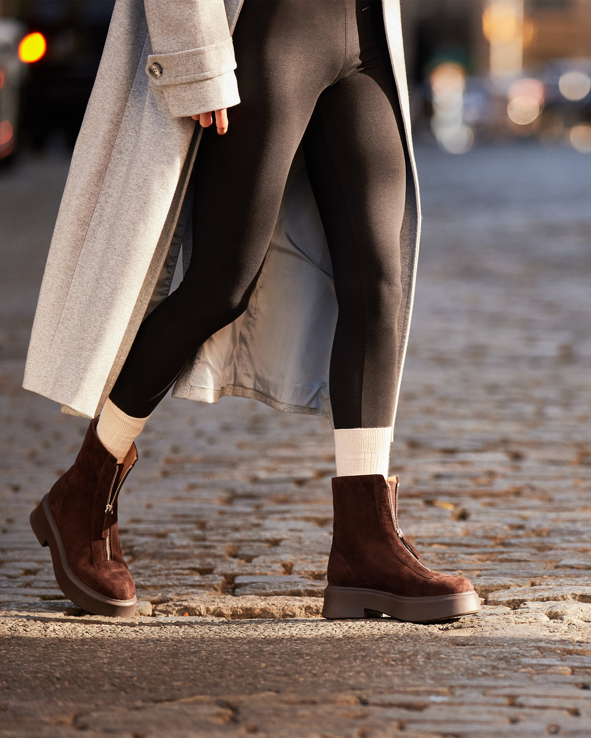 Steve Madden JONES Chocolate Brown Suede Zipper Lug Women's Ankle Boot